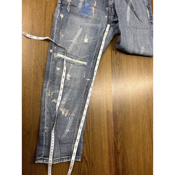 NWT Man X One Teaspoon 32R Mr Browns Blue Suede Paint Splatter Distressed Jeans - Picture 5 of 10